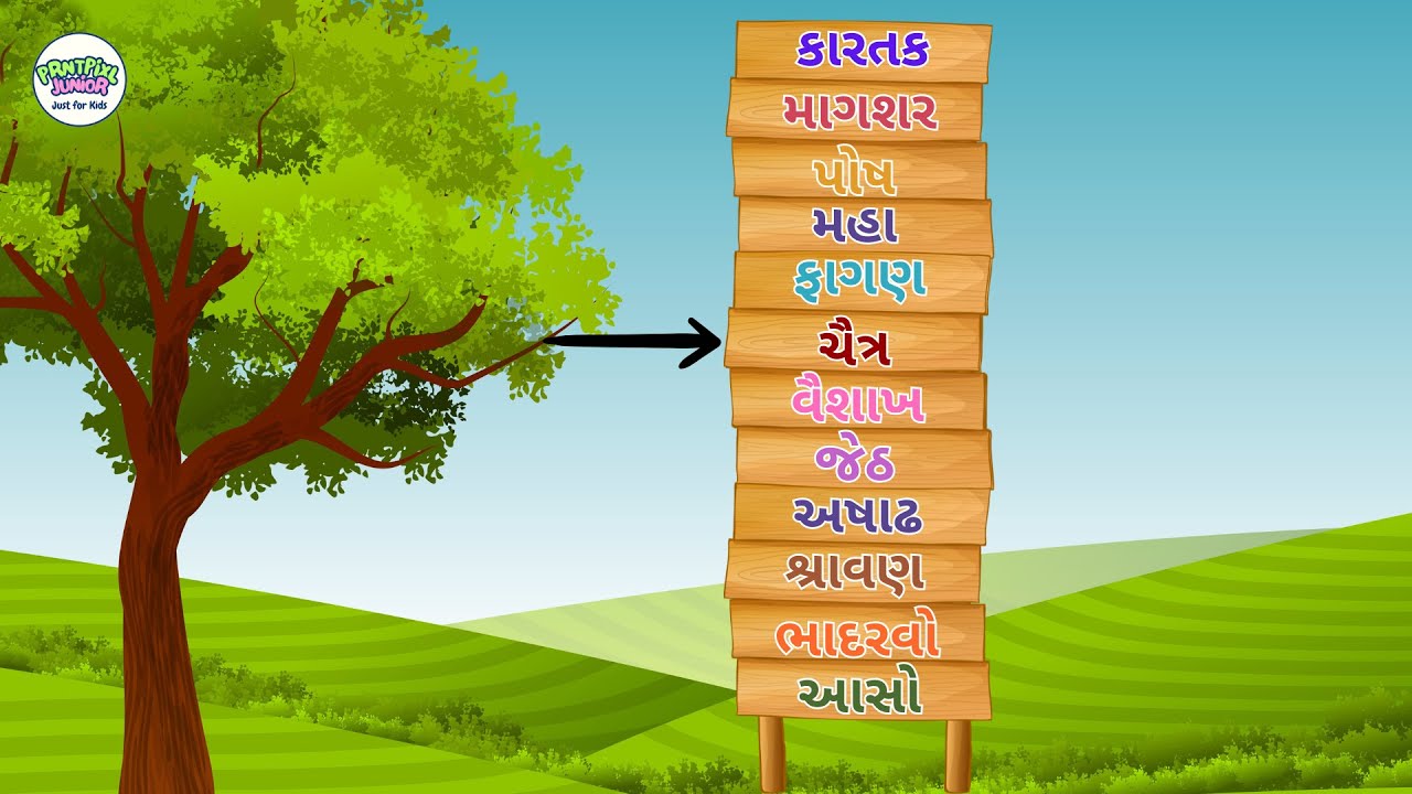Gujarati 12 Mahina Na Naam | 12 Months Name in Gujarati | Vikram Samvat Months | Kids Learning