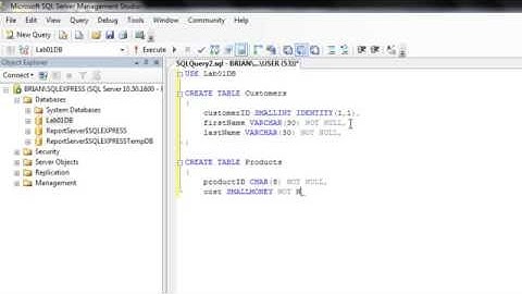 Tutorial para crear tablas en SQLSERVER 2008