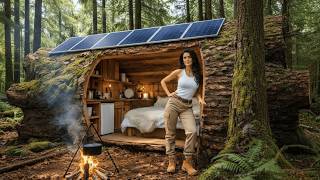 Download Lagu Building a house in the forest (ASMR) – This woman built a mini house inside a tree trunk by herself MP3