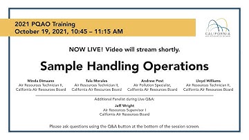 2021 PQAO Training Day 1 - Sample Handling Operations