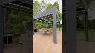 Electric pavilion with outdoor shading system for smart outdoor living