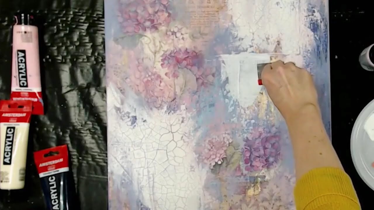 Весенние гортензии: Онлайн курс по созданию картины микс медиа арт