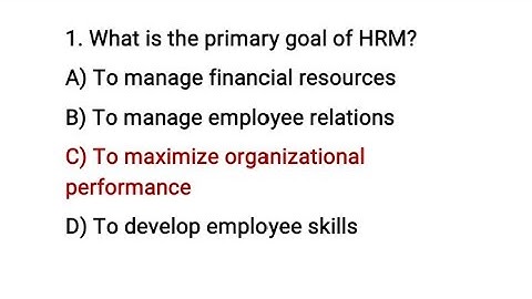 Human Resource Management McQs With Correct Answers|| HR Management MCQS 