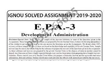 EPA-3 Solved Assignment 2019-20