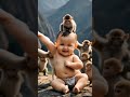 Baby having fun with monkeys dancing video 😍📸 #monkey #baby