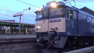 5875レ【EF64重連1037号機1017号機】国鉄原色＆大宮更新色　／　5875レ【EF64重連1037号機1036号機】国鉄原色＆大宮更新色　塩尻駅