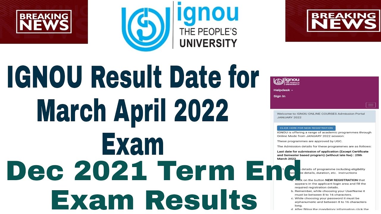 IGNOU Result March April 2022 Exam Dec 2021 term end result | IGNOU term end dec 2021 result