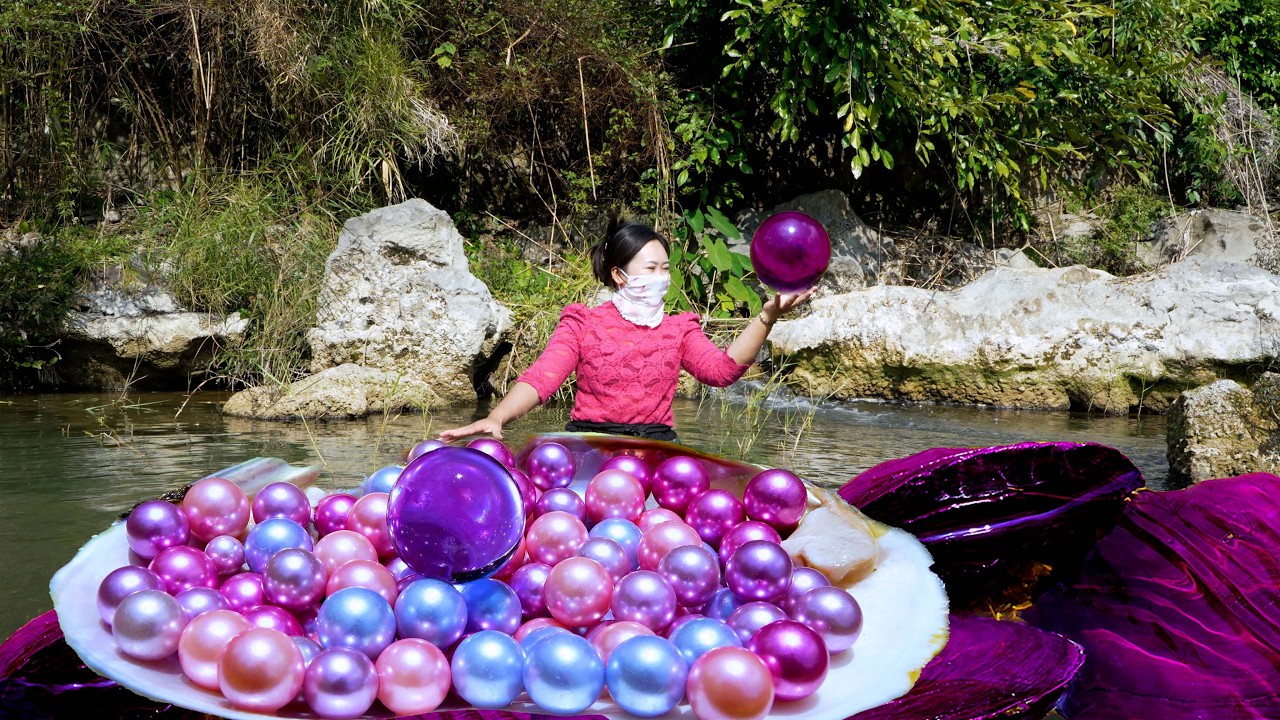 😱Pry open the sparkling giant clams, inside are countless dazzling and charming pearls, so beautiful