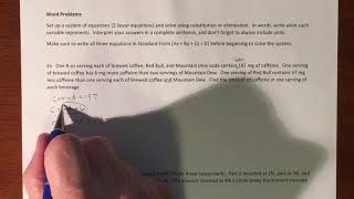 Solving Systems of Equations in Three Variables - Word Problem 1