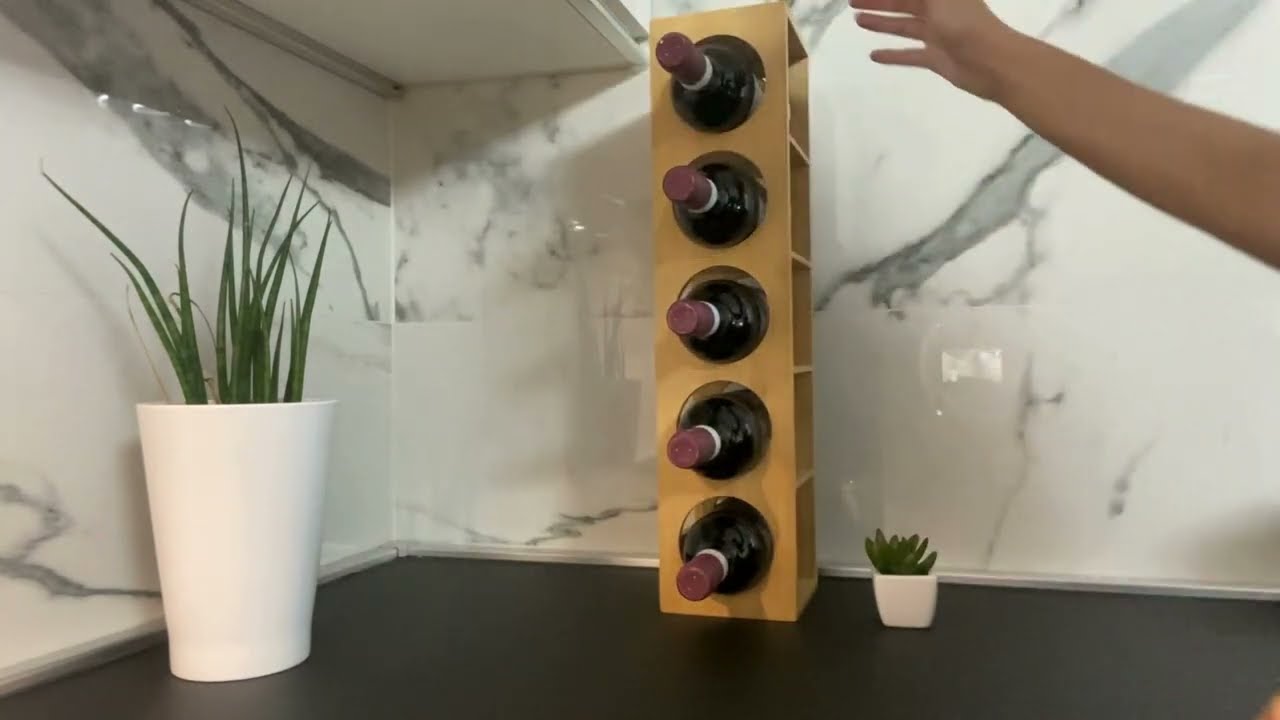 COSTWAY Mobile Portabottiglie di Vino e Calici da Terra, Scaffale Porta