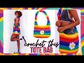 how to crochet this rainbow tote bag  🌈 🧶  | my yarn addiction ep. 2 | crochet tote bag tutorial