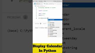 Display Calendar in Python | #shorts #python #programming #coding