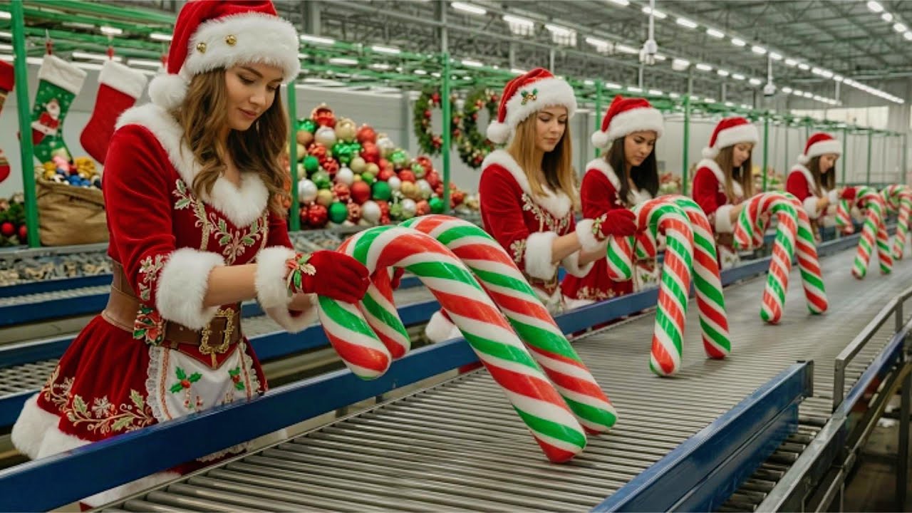 “Inside a Factory Producing Giant Candy Canes for Christmas”