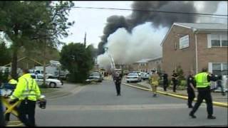 Raw Video: Crews Battle Blaze After Jet Crash