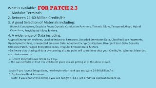 40-60 Million Credits/hr, Modular Terminals and Rare Engineering Materials in Patch 2.3