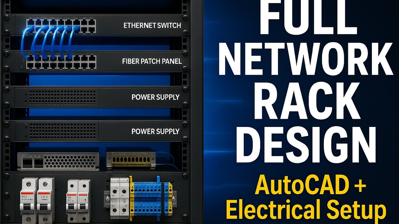 Full Network Rack Design in AutoCAD | Electrical Wiring Setup with ...