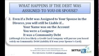 Divorce and Credit Card Debt - Assignment of Debt
