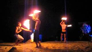 Fire Dancing to trance on the beach Phi Phi Thailand Stones Bar 2009 part2