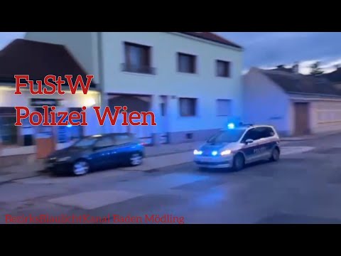 ++ !! FuStW mit neuen Blaulicht balken auf Einsatzfahrt + Gruß !! ( Polizei Wien )