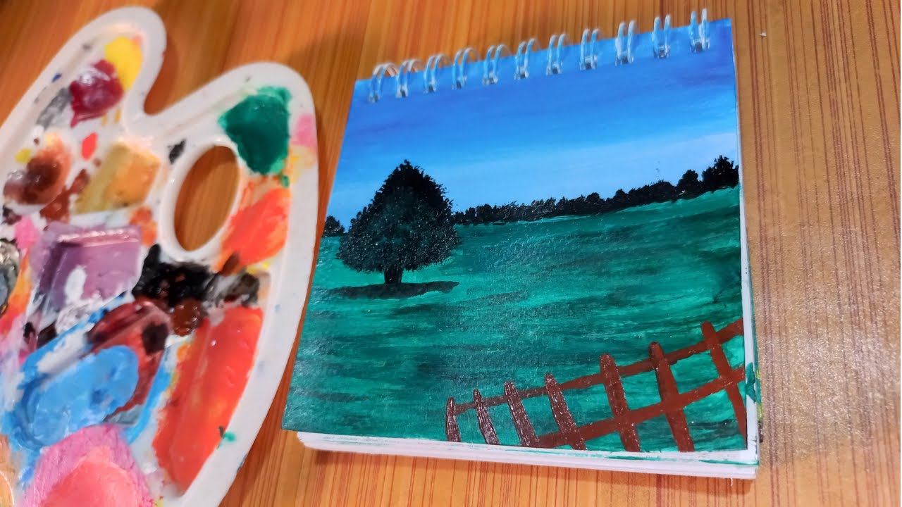 Easy Acrylic Landscape for beginners Mini Canvas painting ideas YouTube