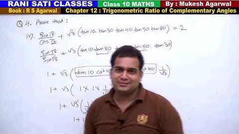 Class 10 Maths (Ex 12  Q4) Trigonometric Ratio of Complementary Angles (RS Agarwal 2019)