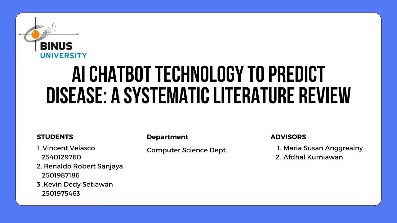 Research Presentation - AI Chatbot Technology to Predict Disease: A ...