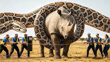 Courageous Team Battles Giant Python to Save Stranded Rhino