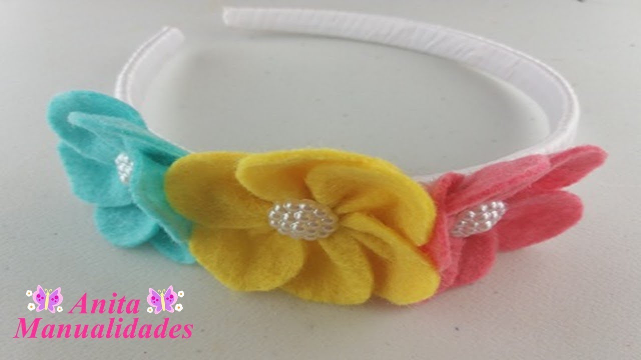 Flor de Fieltro en Diadema Anita Manulidades - YouTube