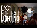 Easy portrait lighting setups with one two and three lights