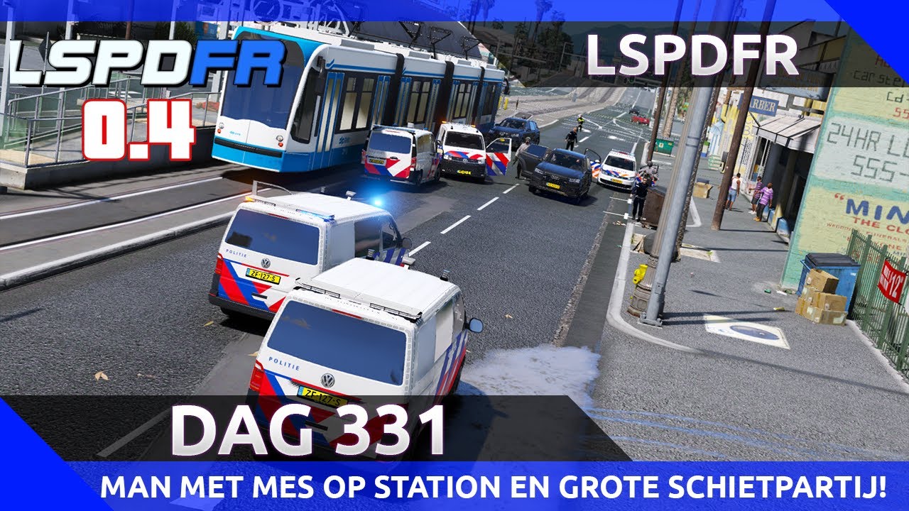 GTA 5 lspdfr dag 331 - Grote schietpartij en man met mes valt mensen aan?!
