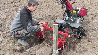 First crooked furrows in the new garden  Potatoes, corn, motoblock