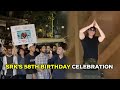 SRK greets fans gathered outside Mannat, burn fire crackers to celebrate King Khan&#39;s 58th birthday