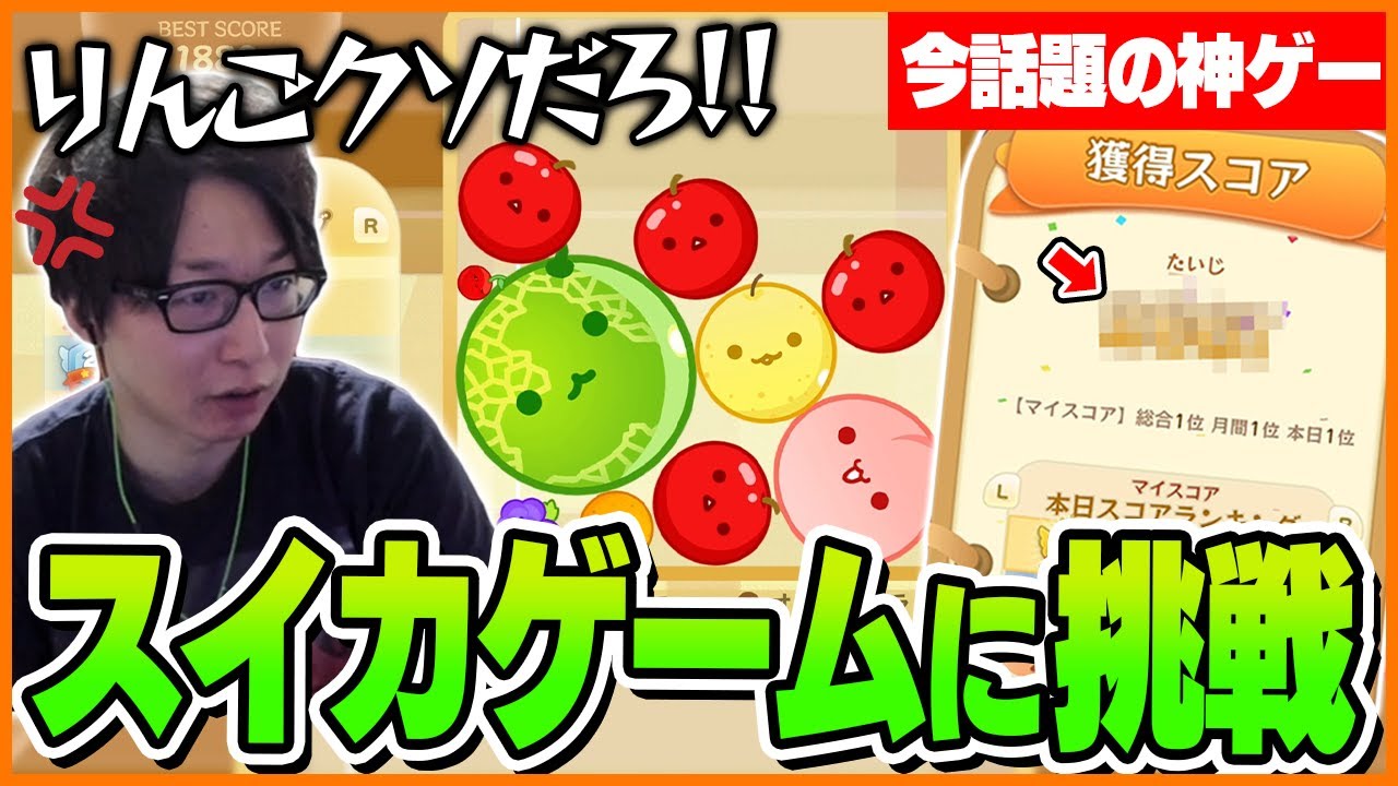 一部の界隈で話題の「スイカゲーム」に挑戦するたいじ