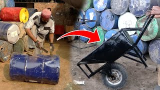 Amazing technique of making wheelbarrows out of old oil drums