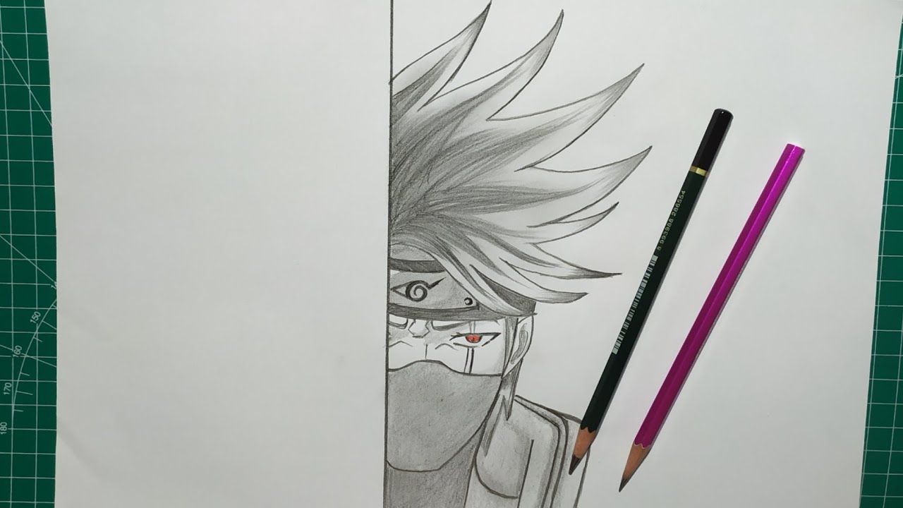 anime sketch how to draw kakashi half face stepbystep so easy YouTube