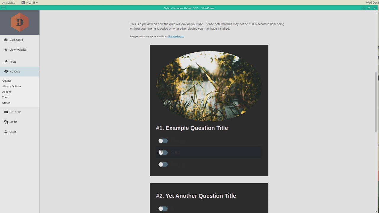 HD Quiz Styler Addon: Style and Change Design of Quizzes
