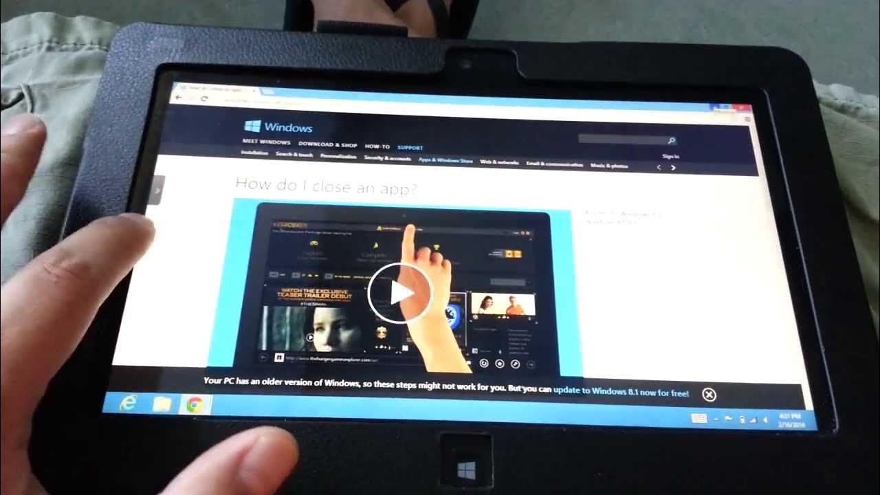 Closing apps on my Windows 8 tablet without using task manager. Slide