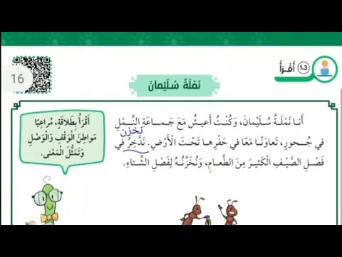 الصف الرابع نملة سليمان قراءة وشرح ومعاني الفصل الأول الوحدة الأولى 