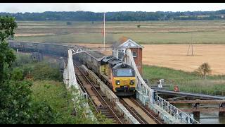 Colas 70801 crosses Reedham Swing Bridge with 6M35 17/08/2026