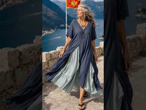 60대 원피스, 두 가지 색을 겹치면 더 고급스러워 보입니다 #60代 #fashion #мода #style #시니어
