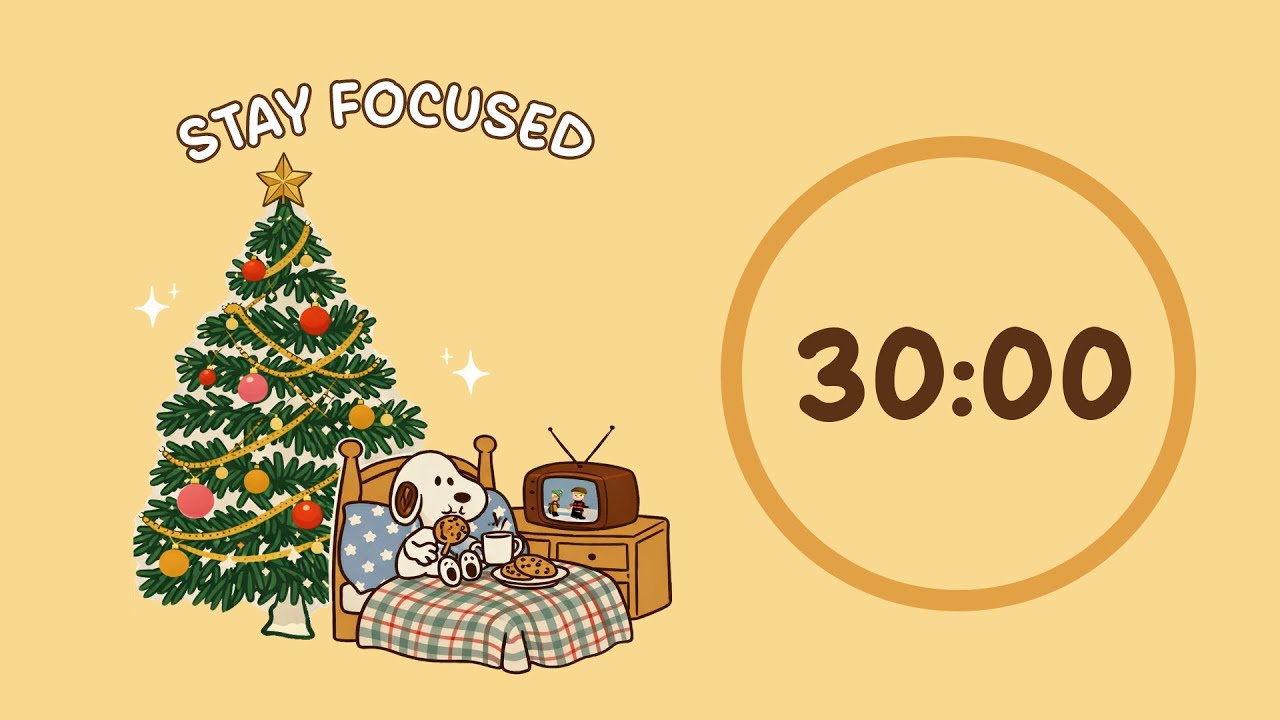 🎄 Study with Me | Cozy Snoopy Christmas Study | 30/10 Timer | No Mid Ads | 4 Hour Focus Session