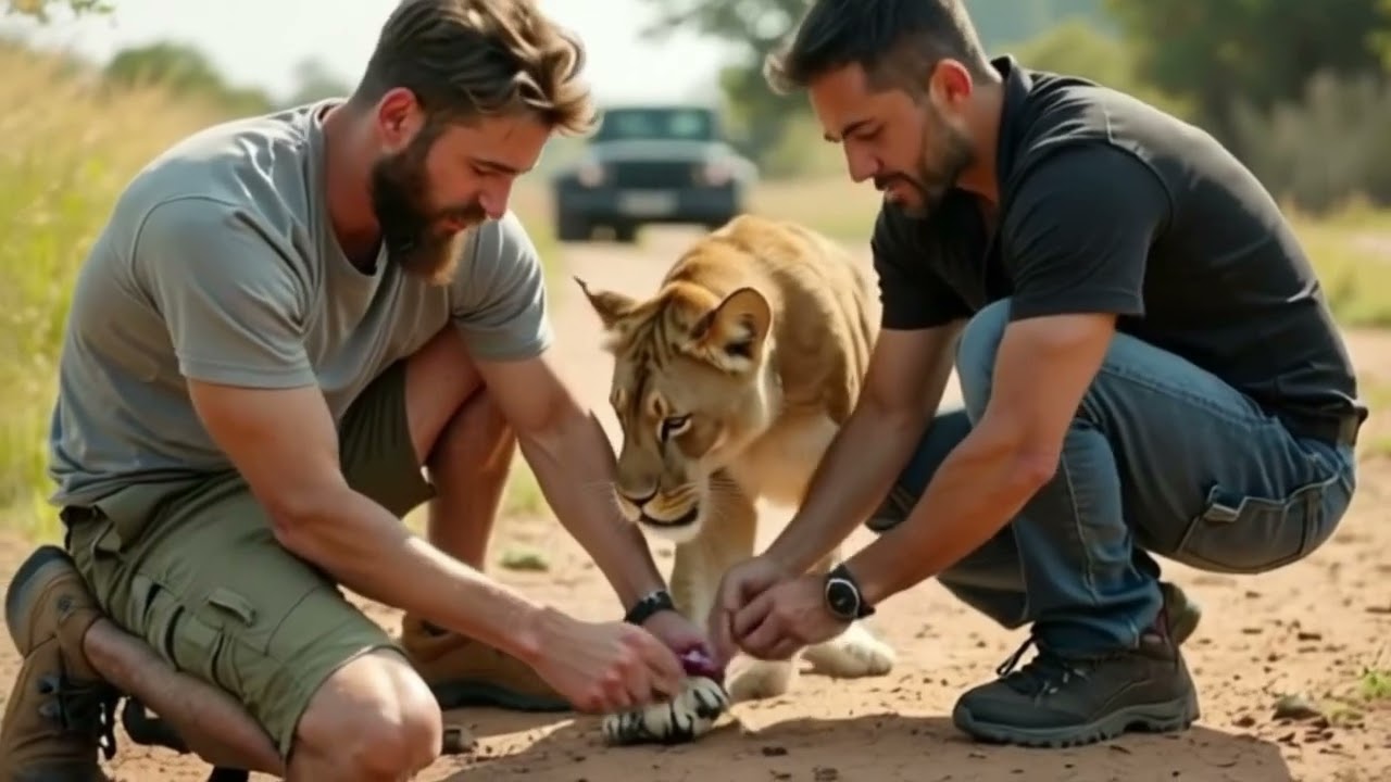 Incredible Rescue: Lioness and Cubs Saved by Compassionate Jeep Men! 