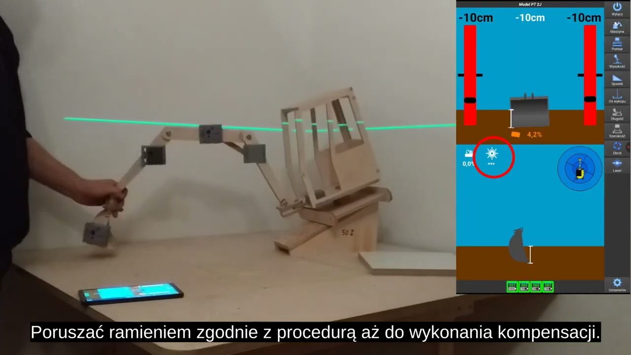 BlueDig - niwelacja terenu do poziomu - praca z laserem