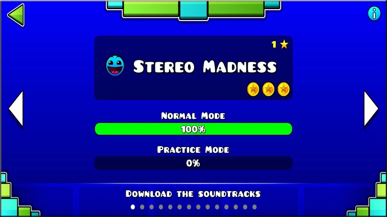 Geometry Dash - Level 1:Stereo Madness (con todas las monedas) - YouTube