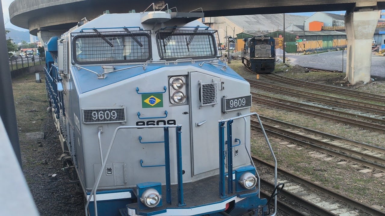  TRENS PASSANDO, E GE ES44ACI RUMO 9609 COM BUZINA K3H PARADA NO PST SANTOS CRUZEIRO! 