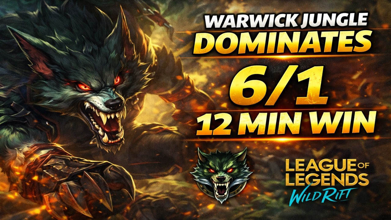 Warwick Jungle DOMINATES 🐺 6/1 Carry | 12 Minute Win | Wild Rift (Arctic Arrow)