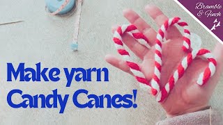 How to make quick easy yarn candy canes for your Christmas tree using an i-cord maker!