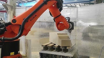 Milling stone by industrial robot