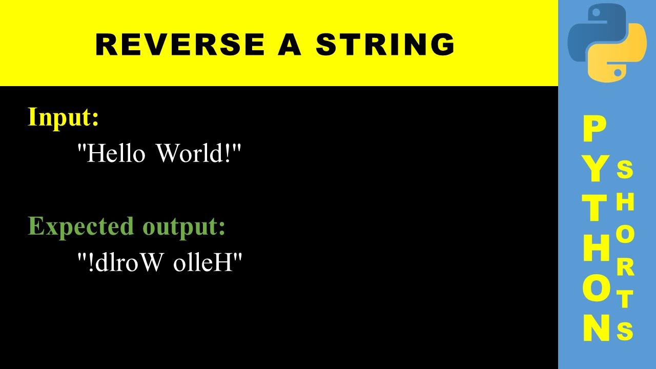 Reverse a string | Python shorts - YouTube