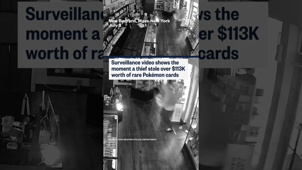 Surveillance video shows the moment a thief stole over $113K worth of rare Pokémon cards
